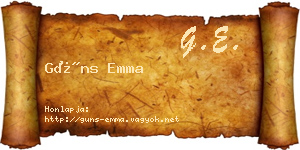 Güns Emma névjegykártya